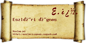 Eszlári Ágnes névjegykártya